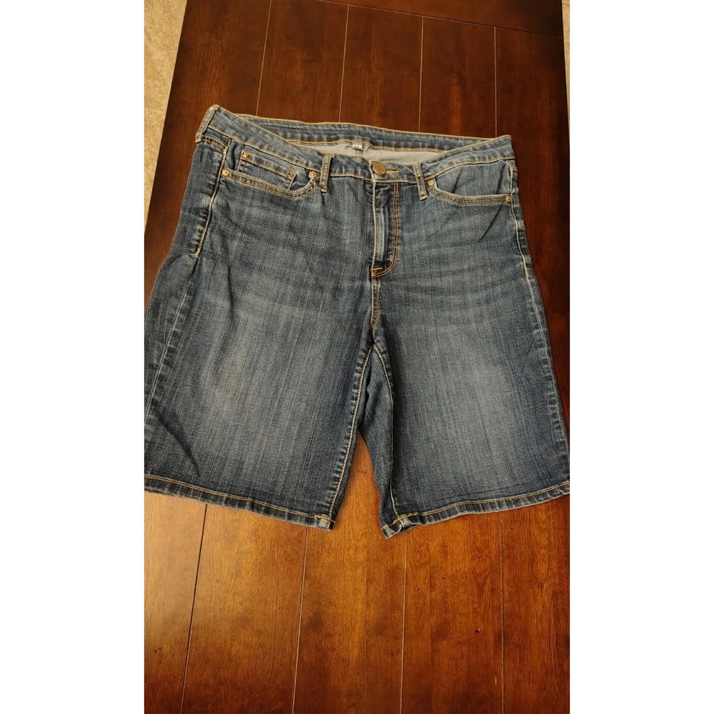 Seven7 Womens Denim Bermuda Shorts Medium Wash Blue Size 14 Knee Length